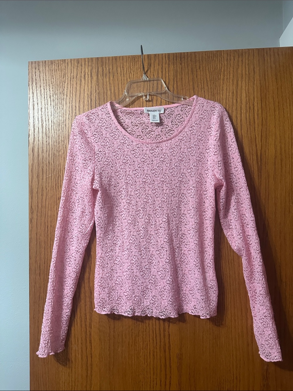 Bailey 44 Light Pink Lace Long Sleeve Top